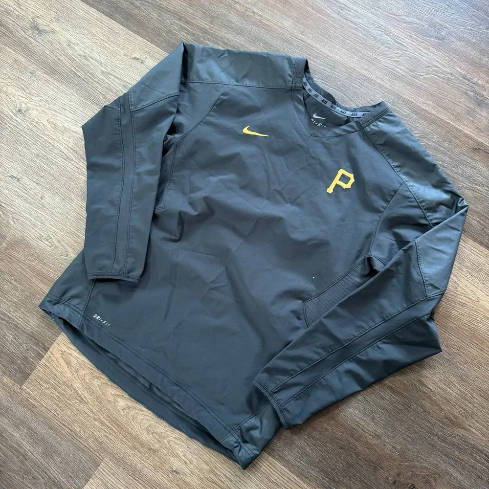 Pittsburgh Pirates Nike Dri Fit Gray Pullover Men's Sz Small V Neck Baseball